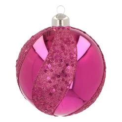 Weihnachtskugel Swirl, Pink, Glas, 10 Cm