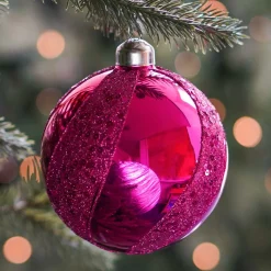 Weihnachtskugel Swirl, Pink, Glas, 10 Cm