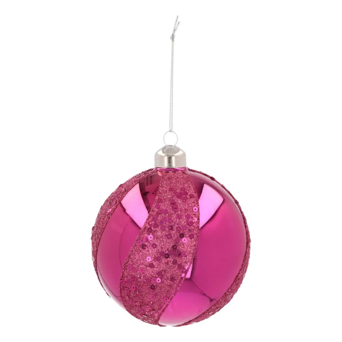 Weihnachtskugel Swirl, Pink, Glas, 10 Cm