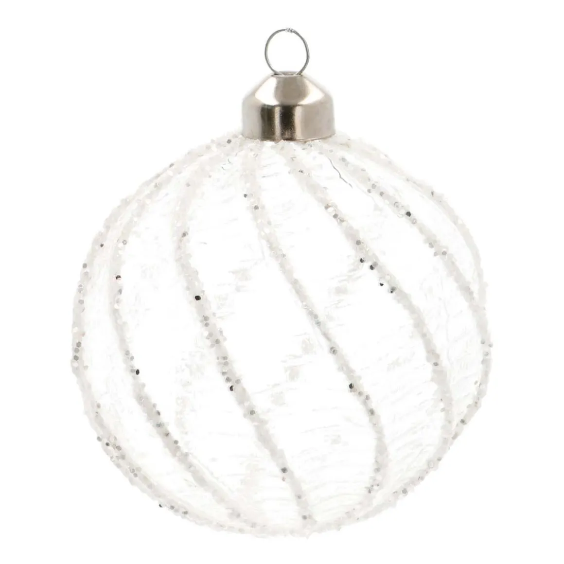 Weihnachtskugel Swirl, Transparent, Glas, 8 Cm