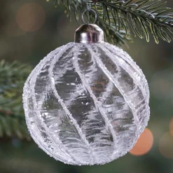 Weihnachtskugel Swirl, Transparent, Glas, 8 Cm