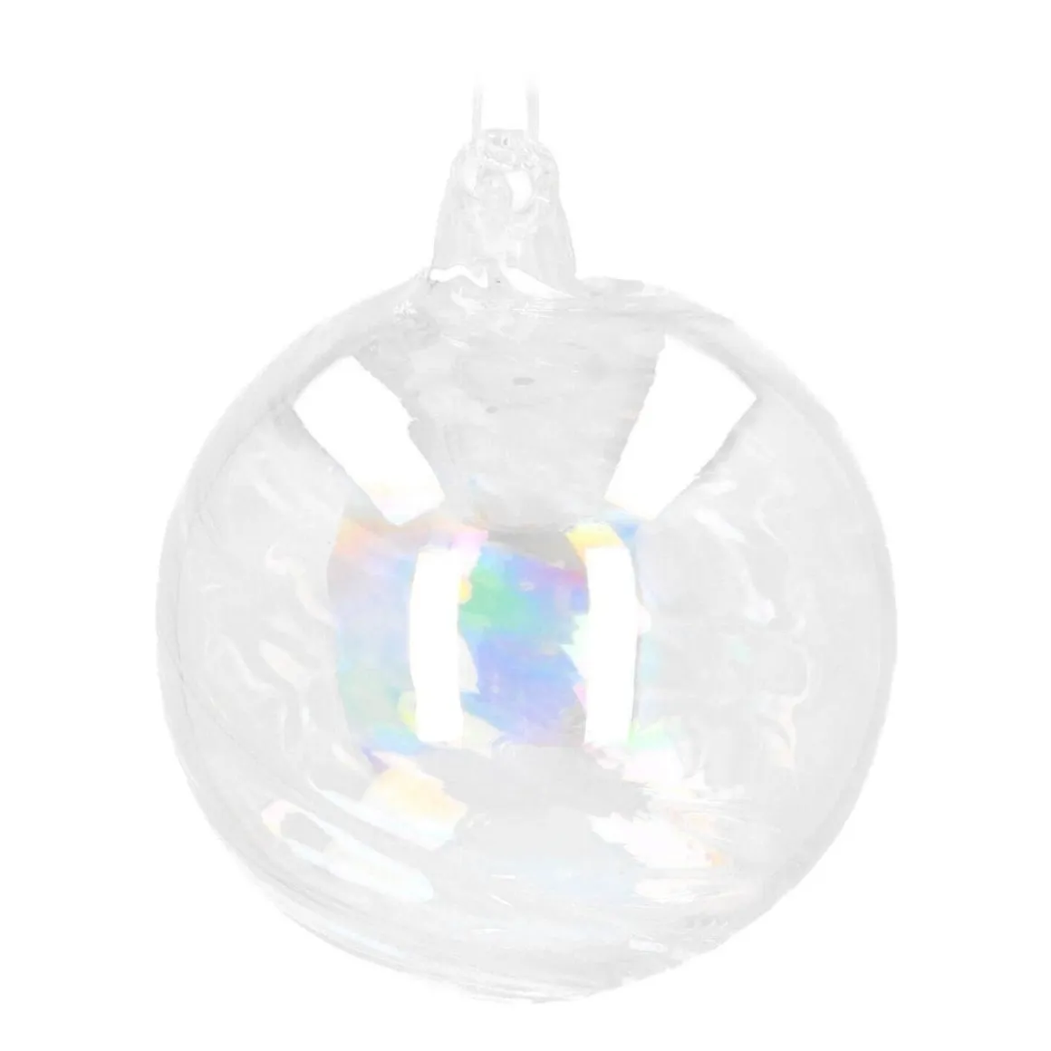 Weihnachtskugel Swirl, Transparent-irisierend, Glas, 8 Cm