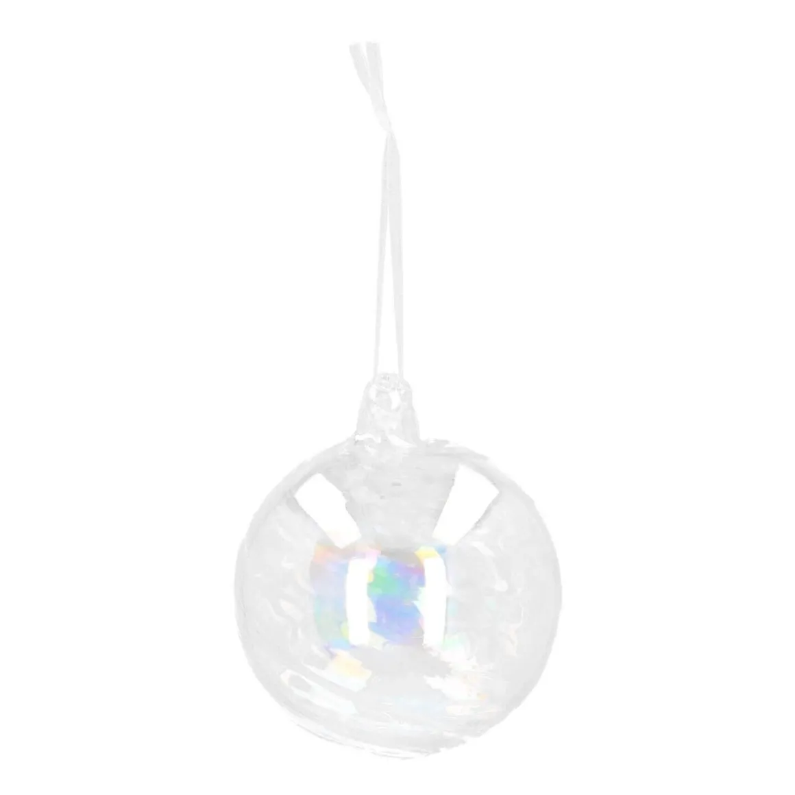 Weihnachtskugel Swirl, Transparent-irisierend, Glas, 8 Cm