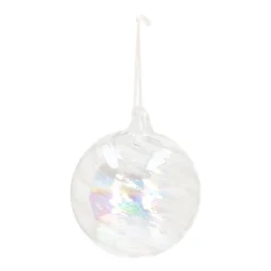 Weihnachtskugel Swirl, Transparent-irisierend, Glas, 10 Cm