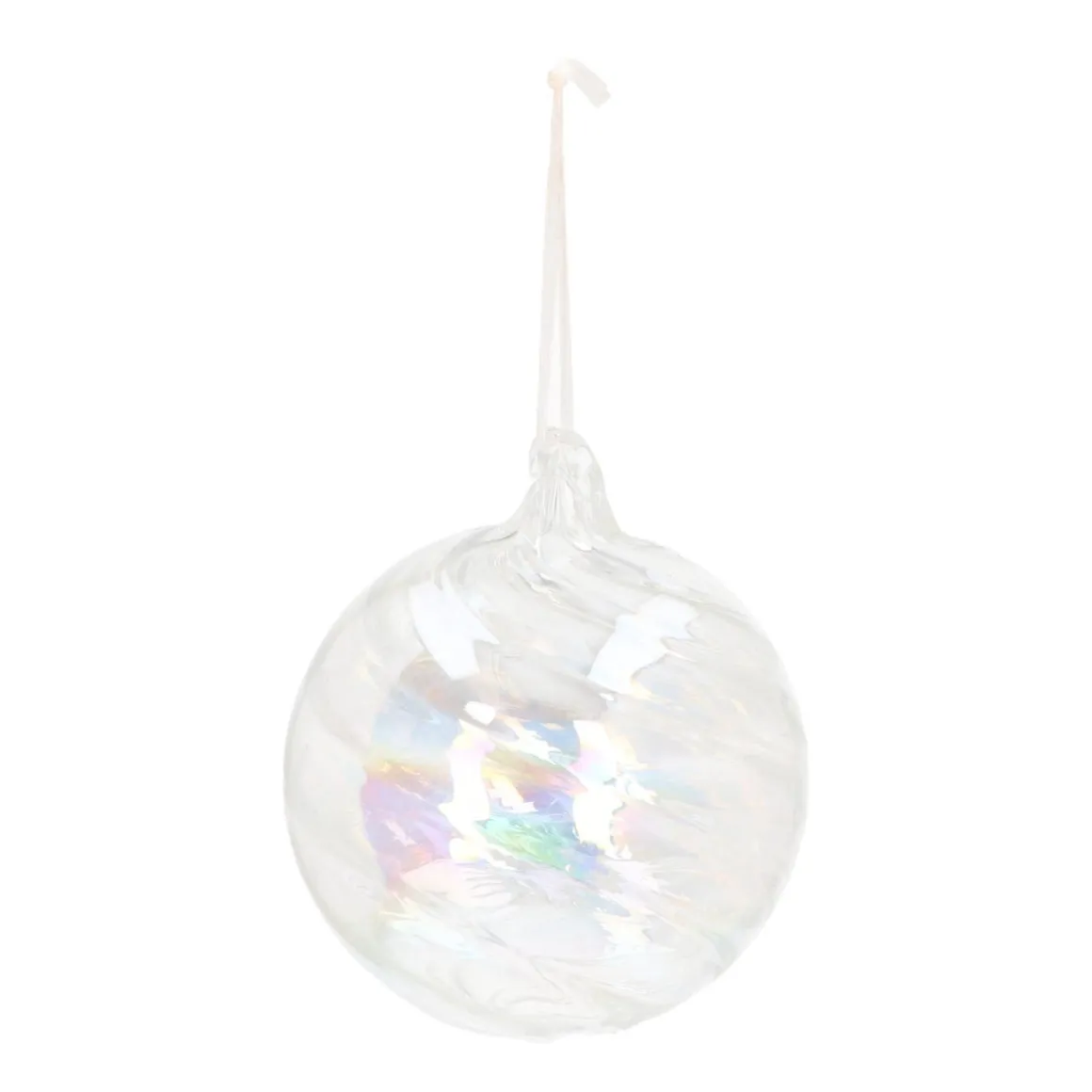 Weihnachtskugel Swirl, Transparent-irisierend, Glas, 10 Cm