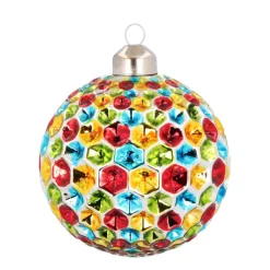 Weihnachtskugel Wabenmuster, Bunt, Glas, 8 Cm