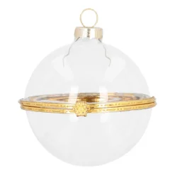 Weihnachtskugel Zum Befüllen Mit Goldverschluss, Transparent, Glas, 8 Cm
