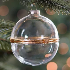 Weihnachtskugel Zum Befüllen Mit Goldverschluss, Transparent, Glas, 8 Cm
