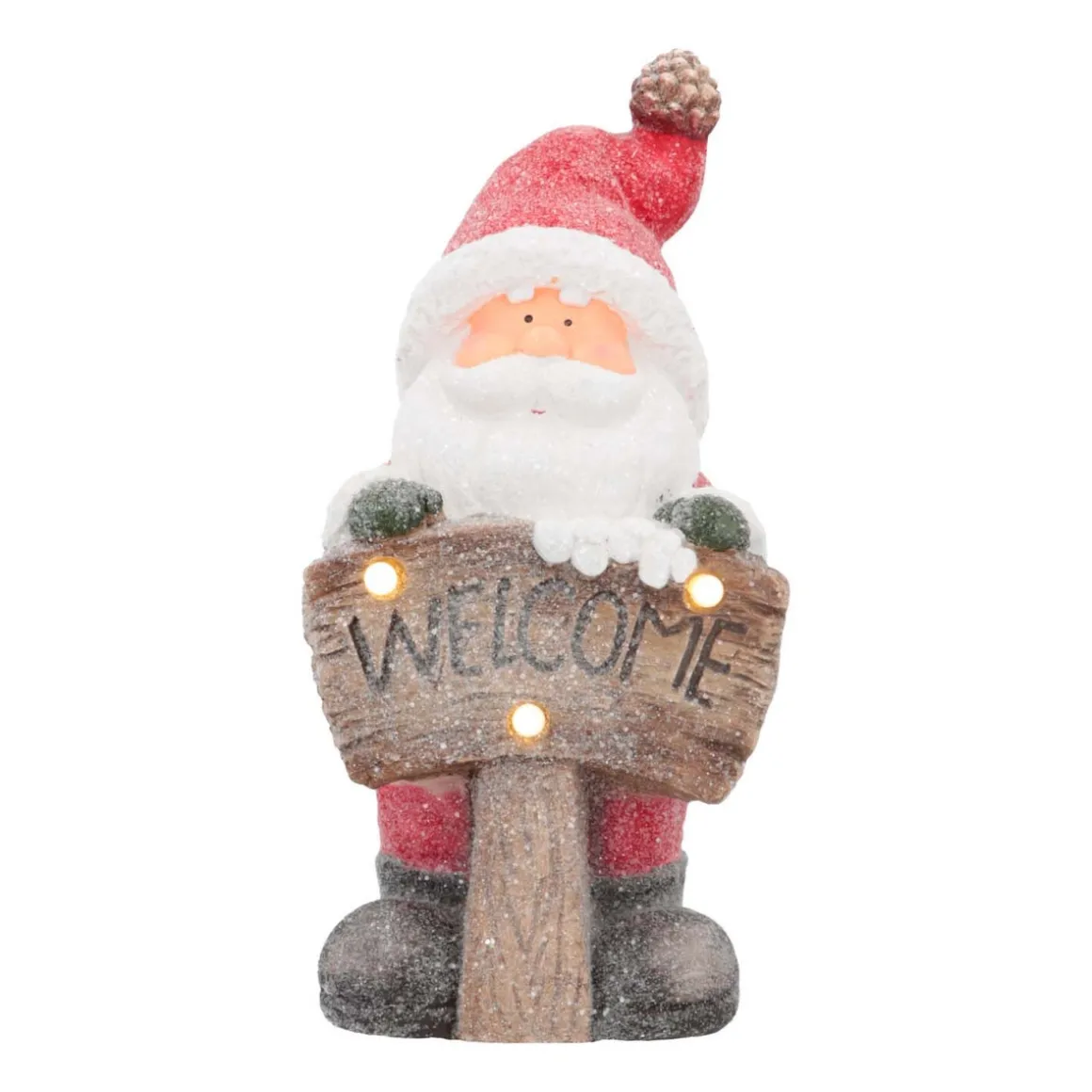 Weihnachtsmann Mit LED-Welcome-Schild, Magnesia, 49 Cm