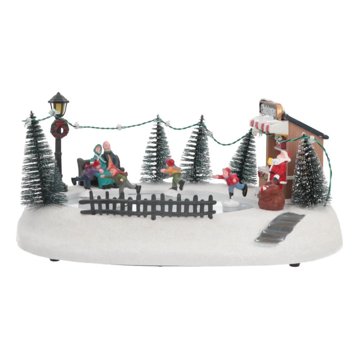 Weihnachtsszene Eislaufen, LED-Beleuchtung & Musik, 29 Cm