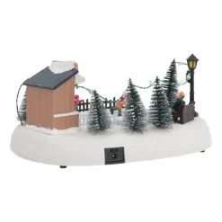 Weihnachtsszene Eislaufen, LED-Beleuchtung & Musik, 29 Cm