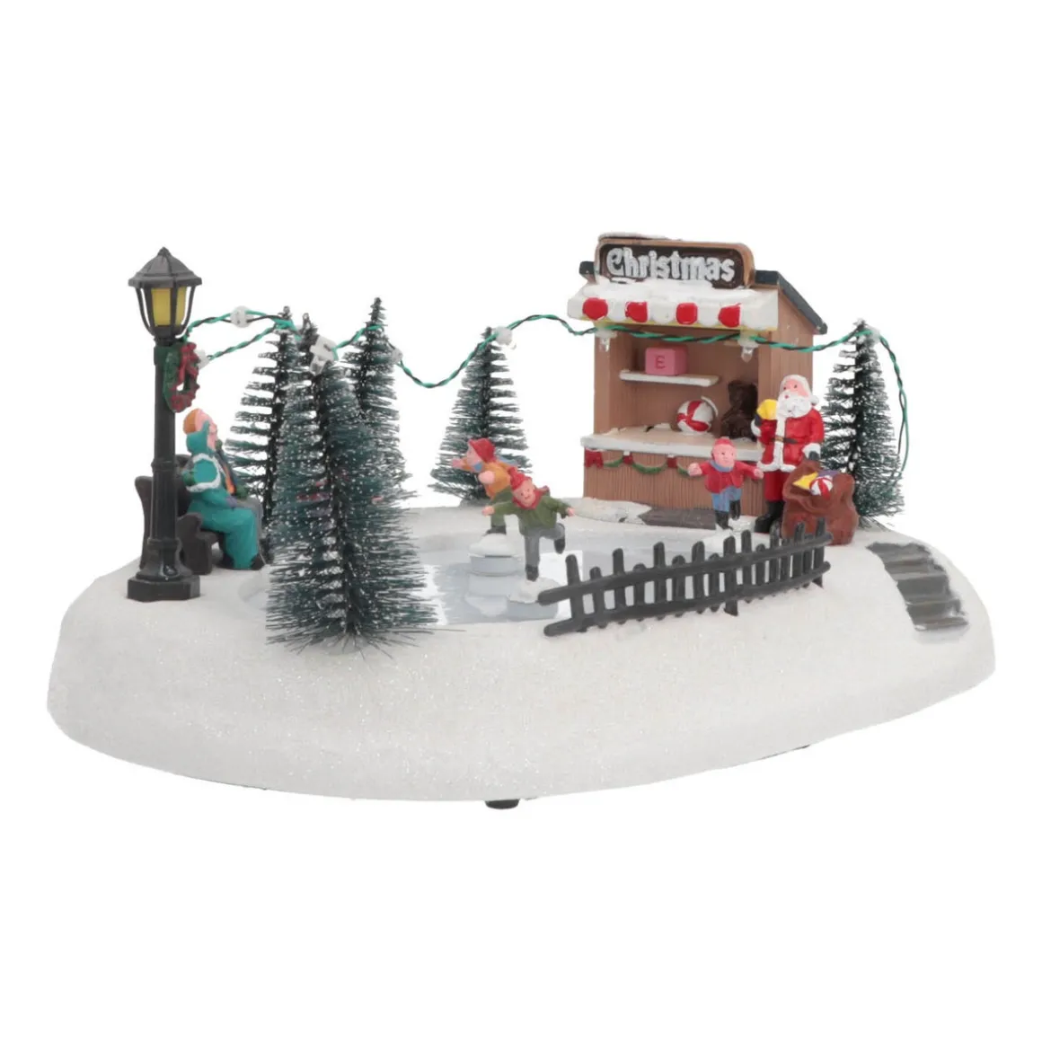Weihnachtsszene Eislaufen, LED-Beleuchtung & Musik, 29 Cm