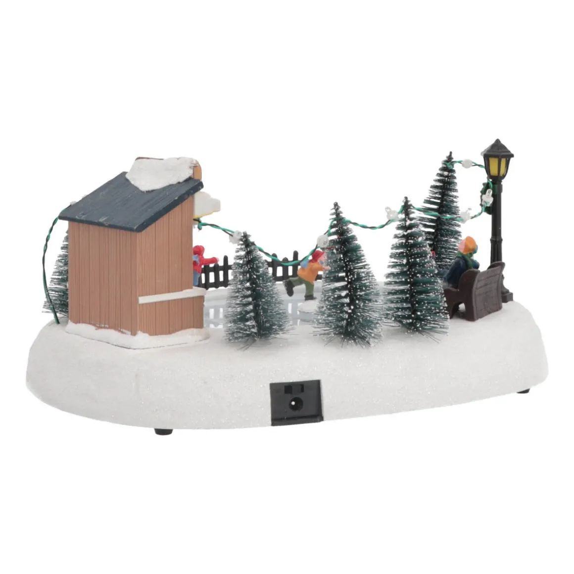 Weihnachtsszene Eislaufen, LED-Beleuchtung & Musik, 29 Cm