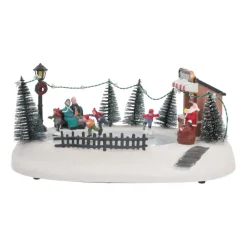 Weihnachtsszene Eislaufen, LED-Beleuchtung & Musik, 29 Cm