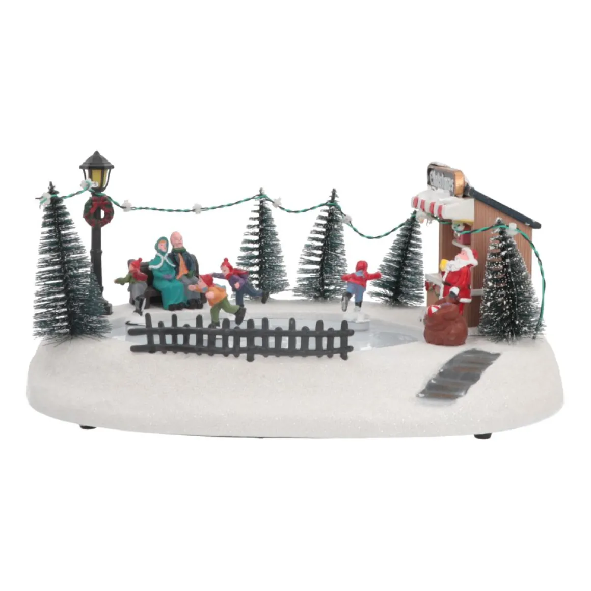 Weihnachtsszene Eislaufen, LED-Beleuchtung & Musik, 29 Cm