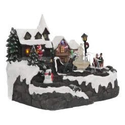 Weihnachtsszene Mit Echtem Springbrunnen, LED-Beleuchtung & Musik, 27,5 Cm