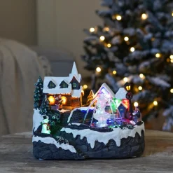 Weihnachtsszene Mit Echtem Springbrunnen, LED-Beleuchtung & Musik, 27,5 Cm