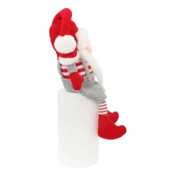 Weihnachtswichtel Kantenhocker, Grau-rot-weiß, Stoff, 45 Cm