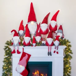 Weihnachtswichtel Kantenhocker, Grau-rot-weiß, Stoff, 45 Cm