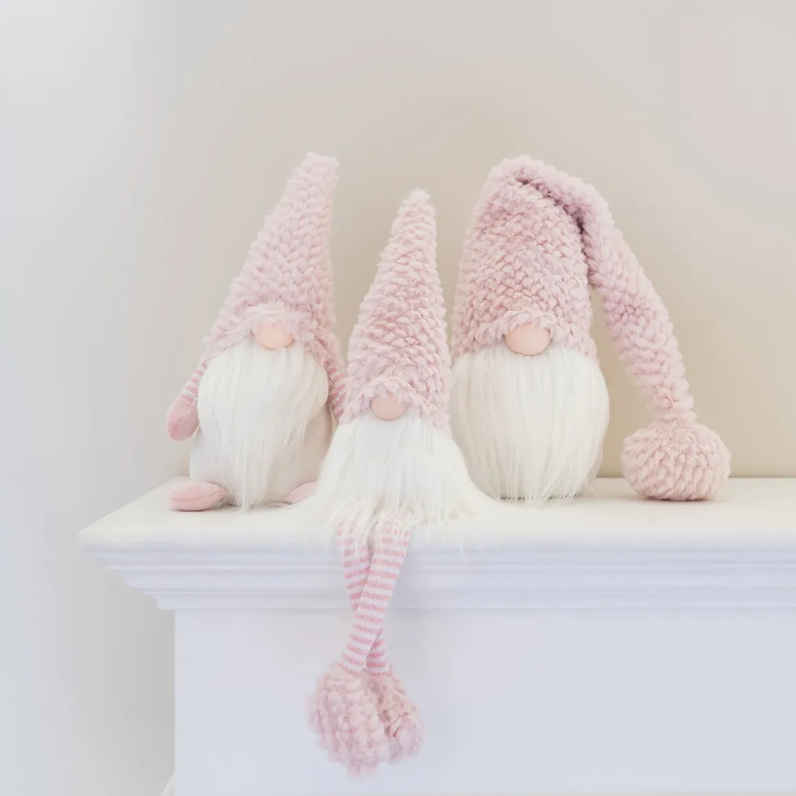 Weihnachtswichtel Mit Langer Mütze, Rosa, Stoff, 63 Cm