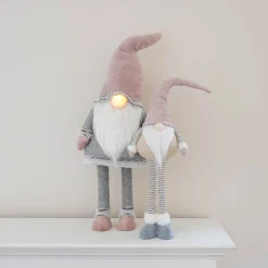 Weihnachtswichtel Mit Teleskopbeinen, Rosa, Stoff, 65 Cm