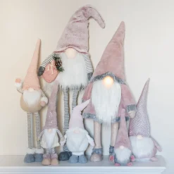 Weihnachtswichtel Mit Teleskopbeinen, Rosa, Stoff, 65 Cm