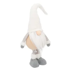 Weihnachtswichtel Mit Teleskopbeinen, Weiß, Stoff, 65 Cm