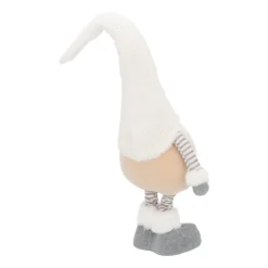 Weihnachtswichtel Mit Teleskopbeinen, Weiß, Stoff, 65 Cm