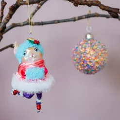 Winterkaninchen Mit Schlittschuhen Als Weihnachtsanhänger