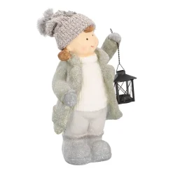 Winterkind Mädchen Mit Laterne, Weiß-grau, 40,5 Cm
