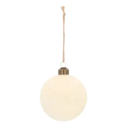 Wollweiße Weihnachtskugel Mit Wellenförmigem Glitter