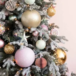 XL Weihnachtskugel Gold Mit Glitzer, Kunststoff, 15 Cm