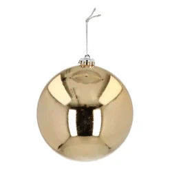 XL Weihnachtskugel Hellgold Glänzend, Kunststoff, 15 Cm