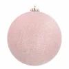 XL Weihnachtskugel, Rosa Mit Glitzer, Kunststoff, 15 Cm