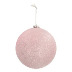 XL Weihnachtskugel, Rosa Mit Glitzer, Kunststoff, 15 Cm