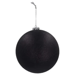 XL Weihnachtskugel Schwarz Mit Glitzer, Kunststoff, 15 Cm