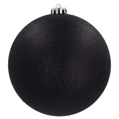 XL Weihnachtskugel Schwarz Mit Glitzer, Kunststoff, 15 Cm