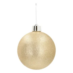 XXL Weihnachtskugel Gold Mit Glitzer, Kunststoff, 20 Cm